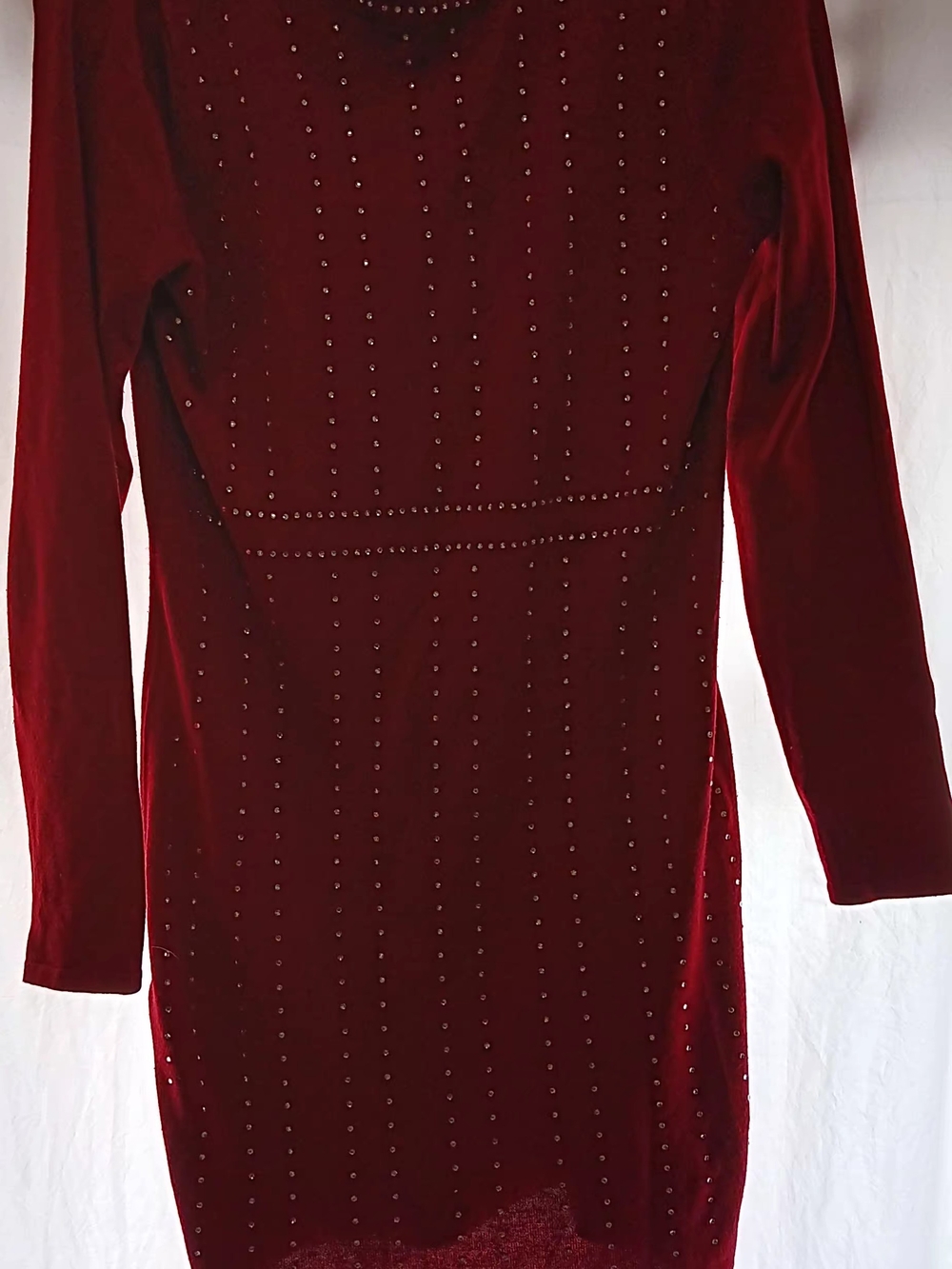 Say What? Burgundy Long Sleeve Studded Dress